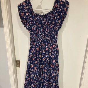 Dark blue dress with flowers